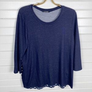 Papermoon Marisol Mixed Material Top - Navy/Poka Dot - XL (Stitch Fix)